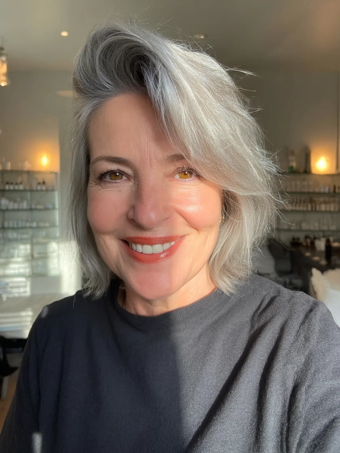 Chin-Length Versatile Wavy Silver Frost Bob